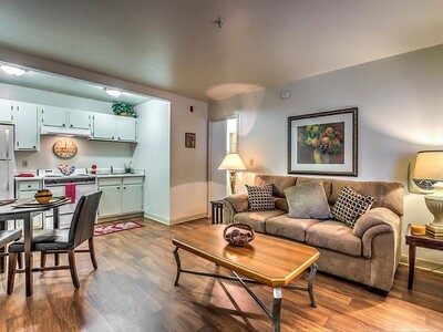 A living room in an apartment at Boulder Palm Senior Apartments